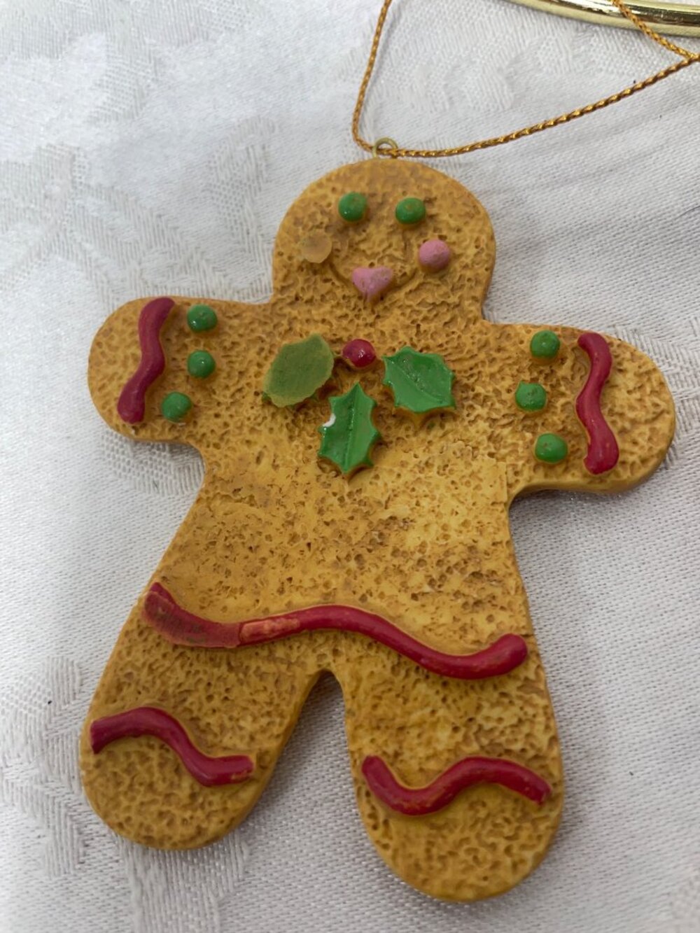 VTG Gingerbread Man Christmas Tree Ornaments Set Of 3 Handcrafted Holiday Decor - Picture 6 of 10
